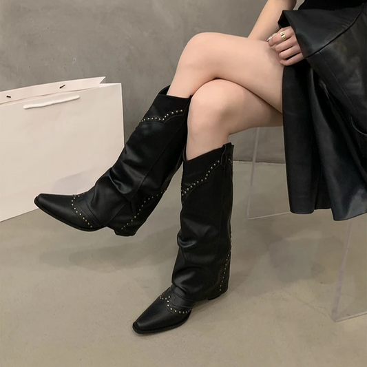 Eve | Women's Studded Knee High Cowboy Boots