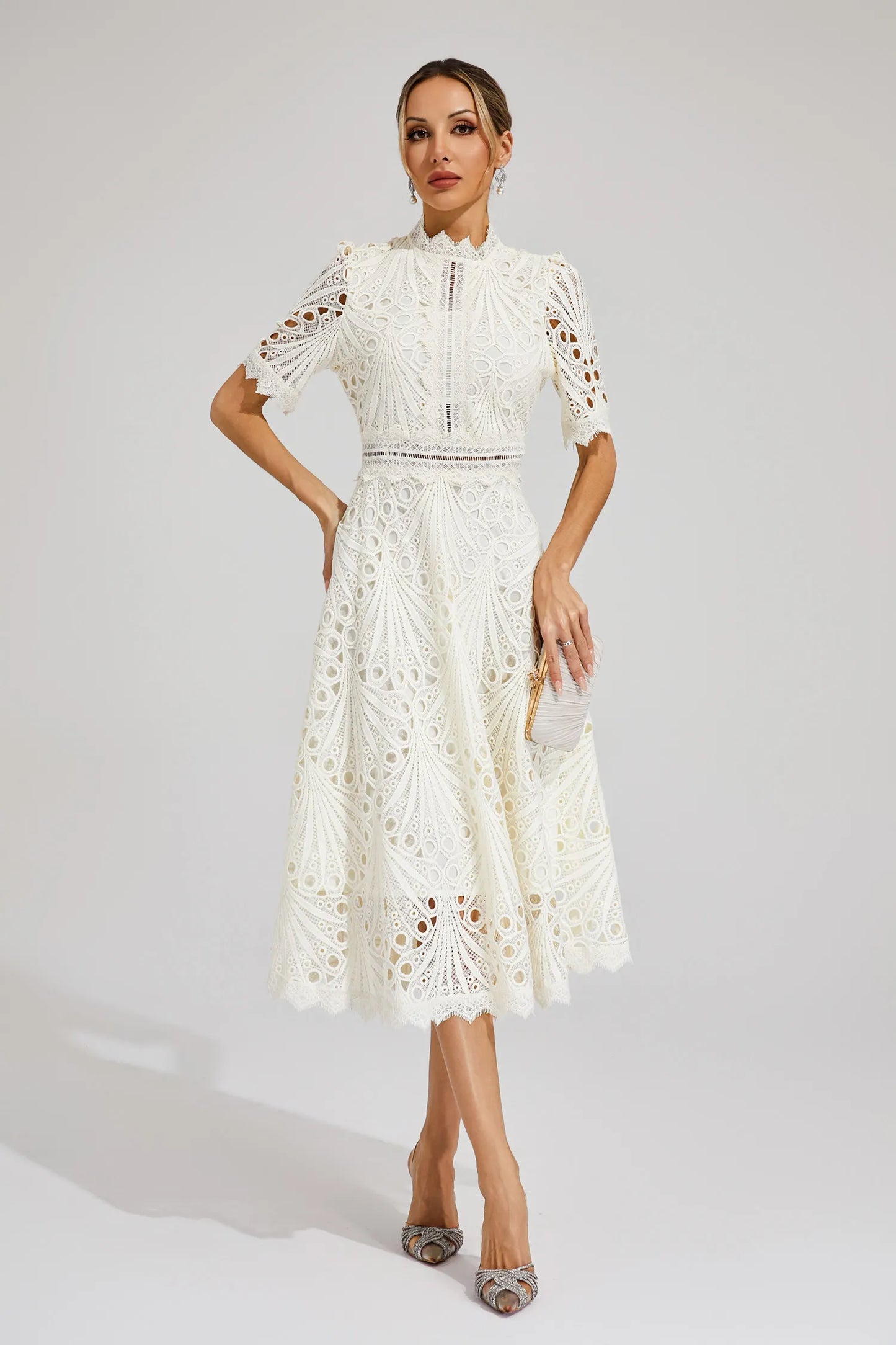 Saddy | Women's Stylish Lace Midi Dress