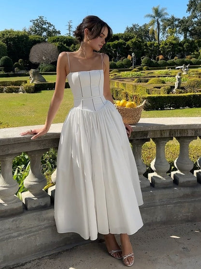 Adeline | Women Corset Style Wedding Guest Midi Dress