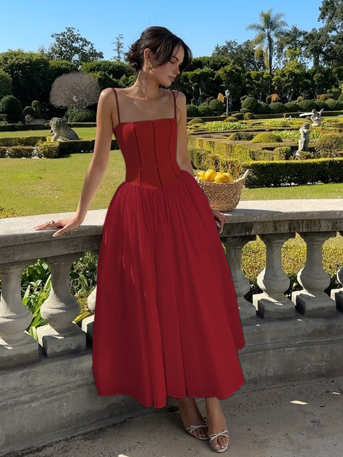 Adeline | Women Corset Style Wedding Guest Midi Dress