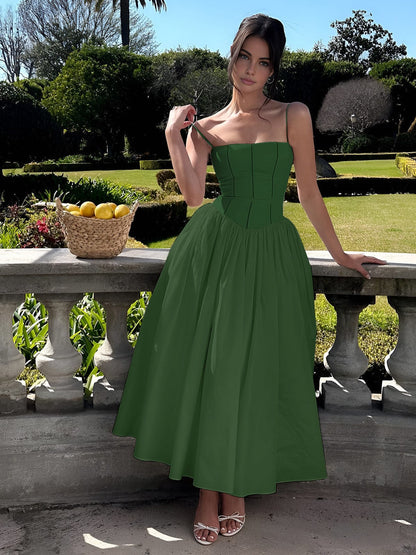 Adeline | Women Corset Style Wedding Guest Midi Dress