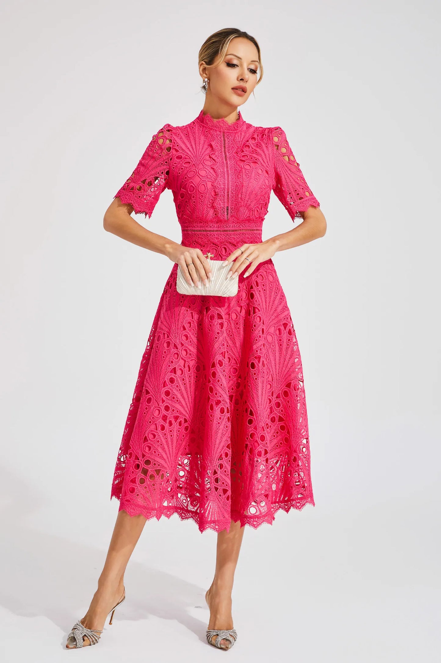 Saddy | Women's Stylish Lace Midi Dress