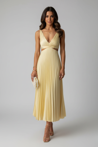 Megan | Women's Pleated Midi Wedding Guest Dress