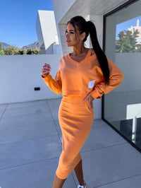 Carla | Women's V-neck Two-Piece Midi Dress