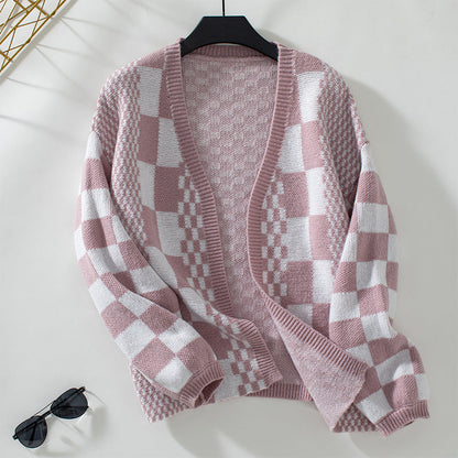 Cosette | Women’s Comfort Checkered Open Front Cardigan