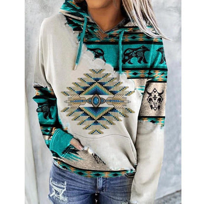Dove | Women’s Tribal Print Pocket Hoodie