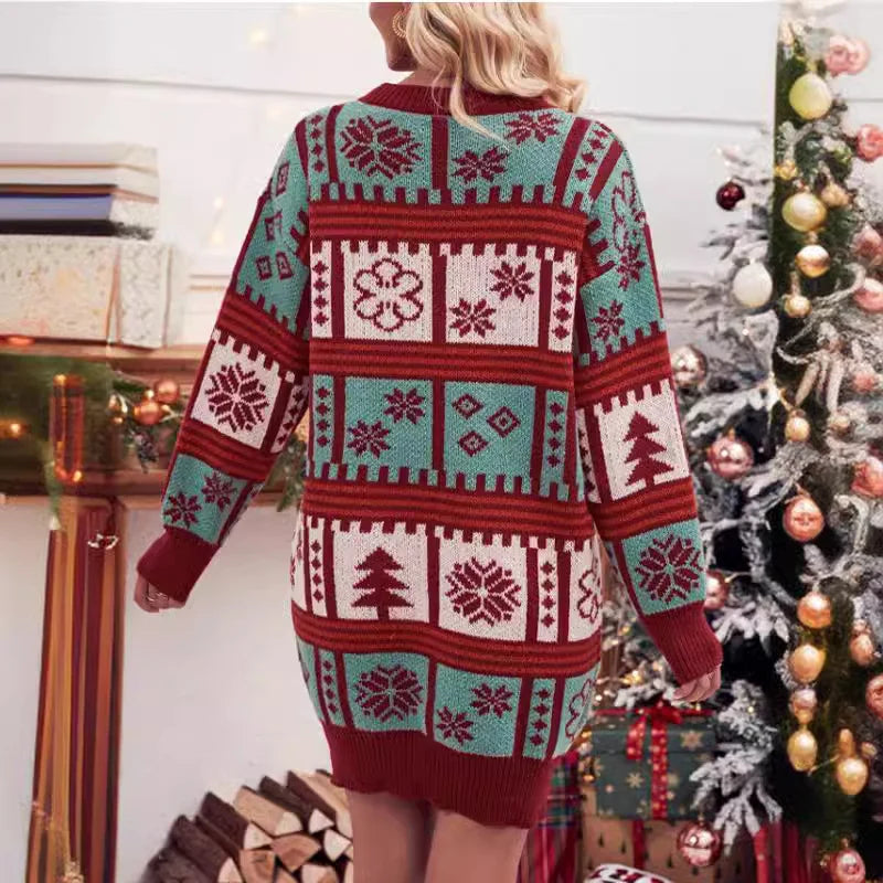 Victoria | Women's Festive Knitted Midi Christmas Jumper Dress