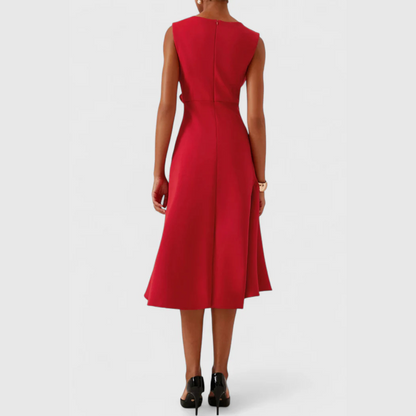 Eleanor | Women's Draped Asymmetric Midi Dress