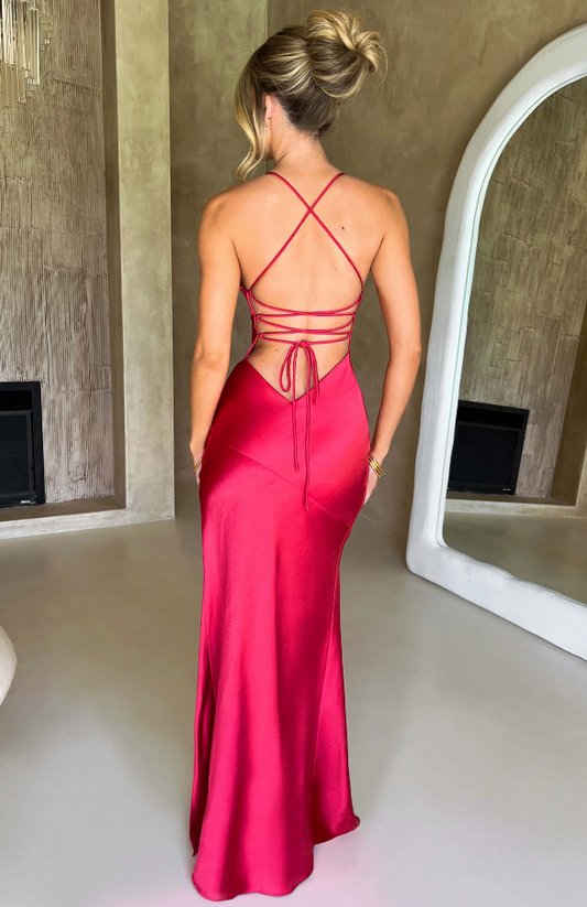 Rose | Women's V-Neck Wedding Guest Maxi Dress