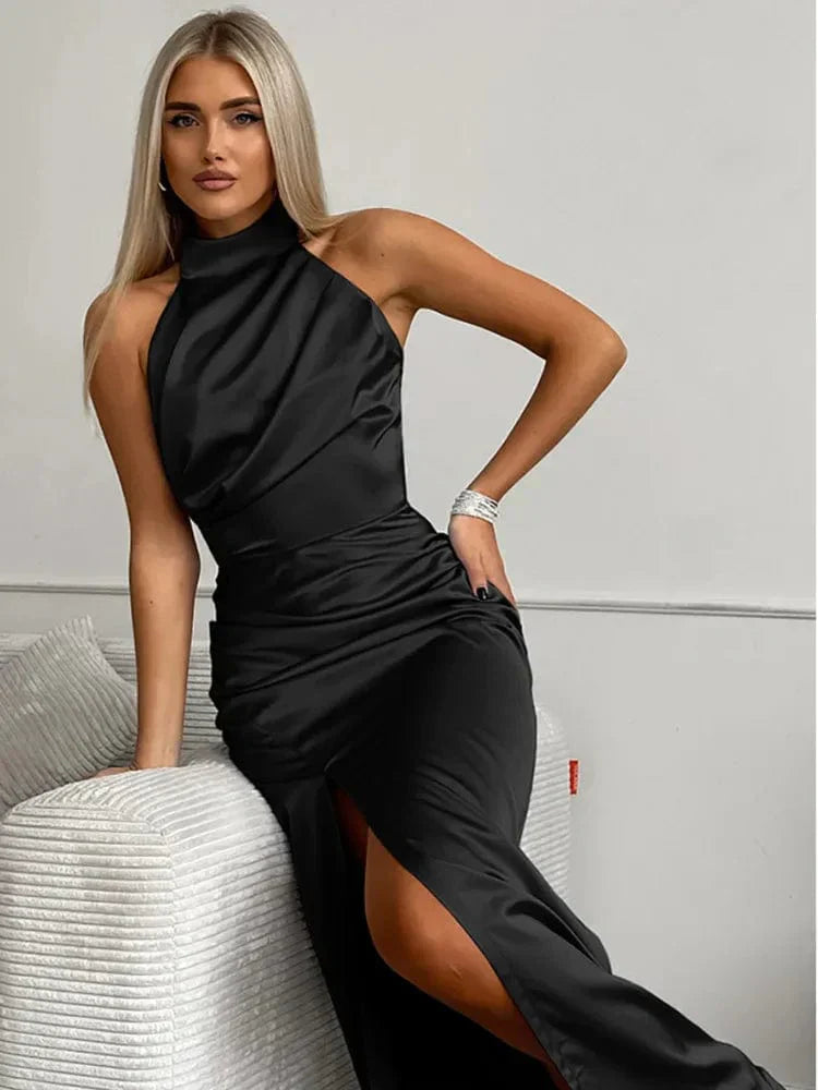 black satin halterneck wrap bodycon dress Reese Strapless Velvet Bridesmaid Dress suit Size:UK 6 (Pre-Order) blend satin