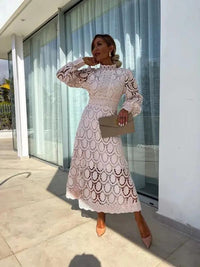 Vivienne | Women Lace Midi Dress with Long Sleeves