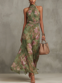 Nyla | Women's Fall Halterneck Floraldress