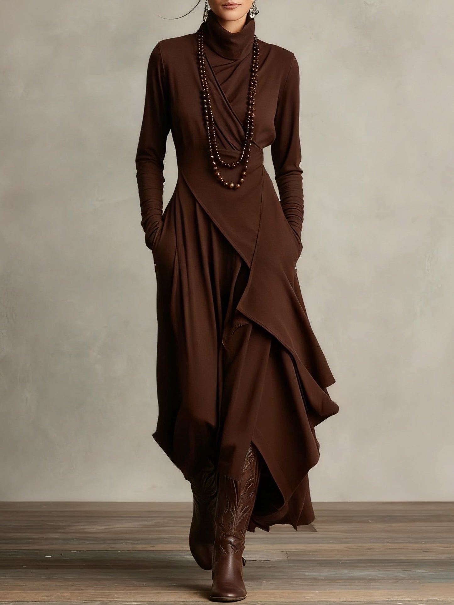 Lorelei | Women’s Casual Turtleneck Maxi Dress with Long Sleeves