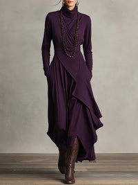 Freya | Women's Casual Turtleneck Maxi Dress with Long Sleeves