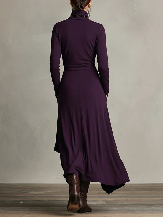 Freya | Women's Casual Turtleneck Maxi Dress with Long Sleeves