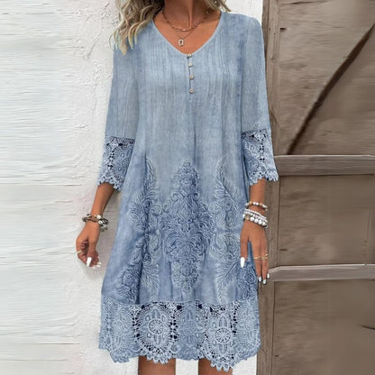 Eva | Women's Elegant Long Sleeve Boho Midi Dress