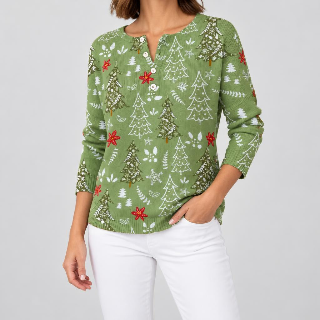 Camilla | Women's Festive Button Christmas Top