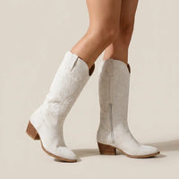 Carolyn | Women's Embroidered Heeled Knee-High Boots