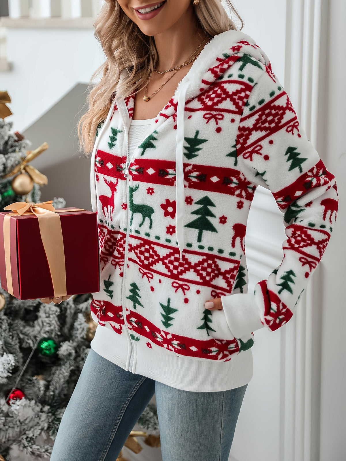 Cecily | Women's Cosy Knitted Christmas Cardigan with Hood