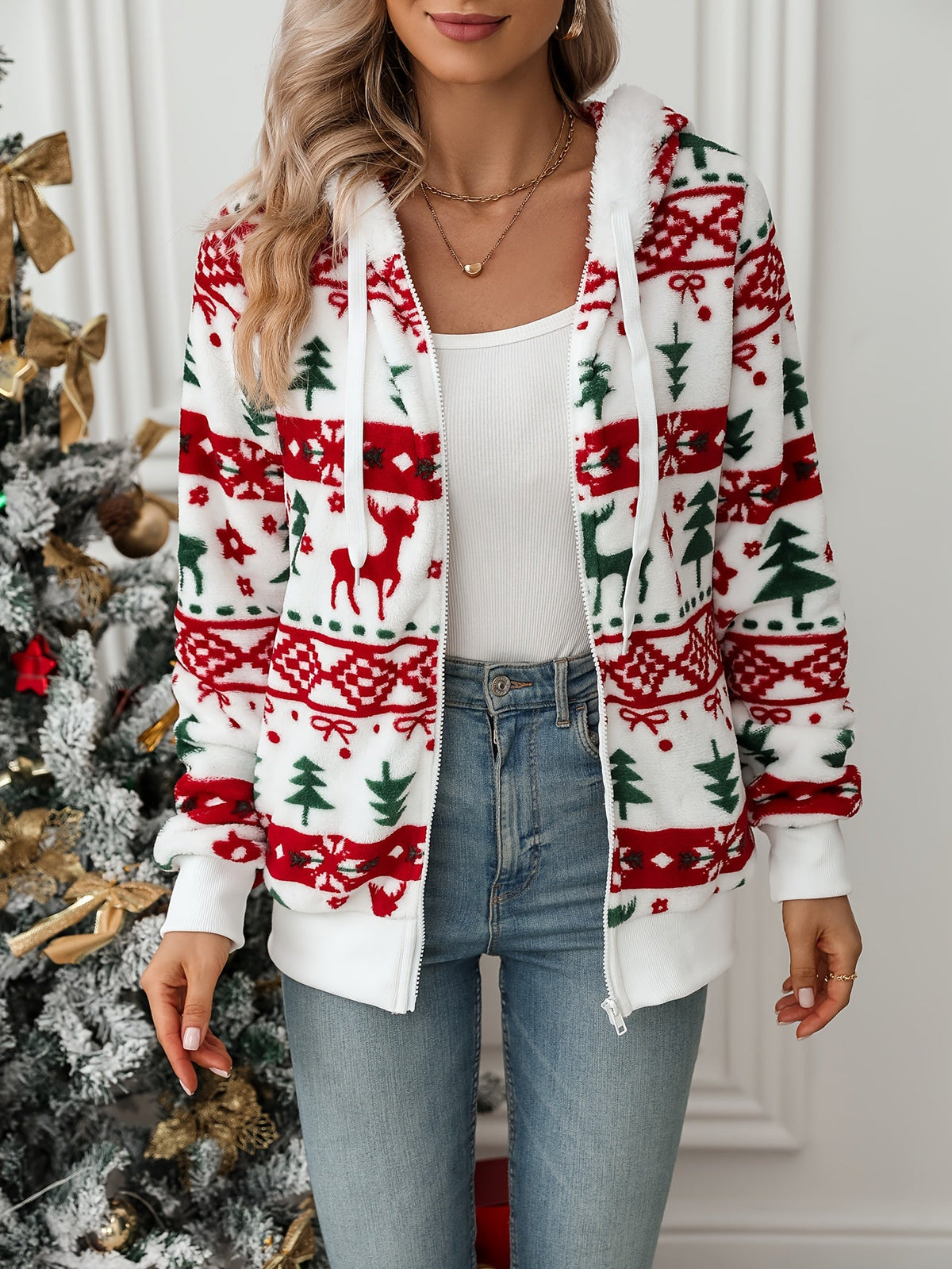 Cecily | Women's Cosy Knitted Christmas Cardigan with Hood