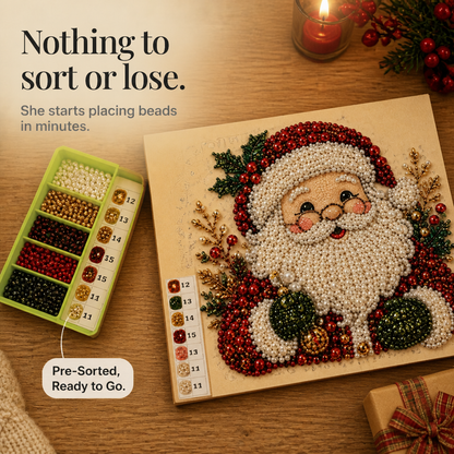 DIY Christmas Craft Decoration Kit Beaded Santa Canvas