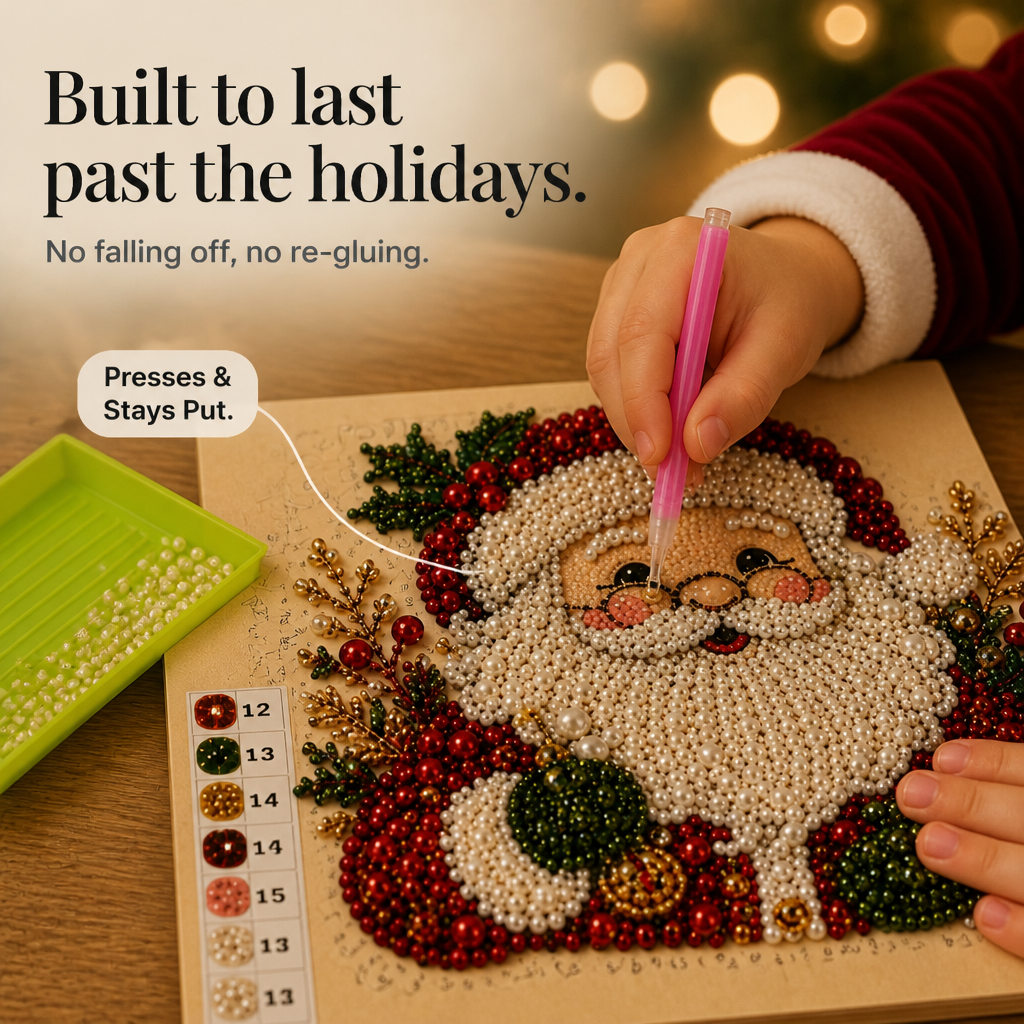 DIY Christmas Craft Decoration Kit Beaded Santa Canvas
