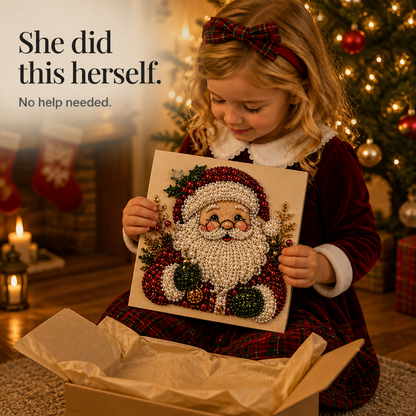 DIY Christmas Craft Decoration Kit Beaded Santa Canvas