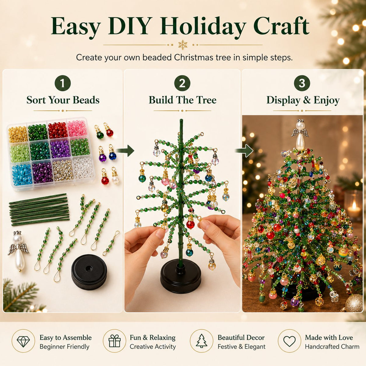 DIY Christmas Tree Decoration Kit Festive Beaded Craft