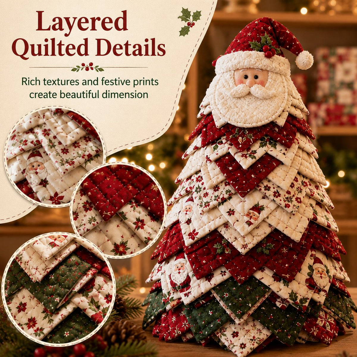DIY Christmas Tree Decoration Kit Quilted Santa Tabletop Craft