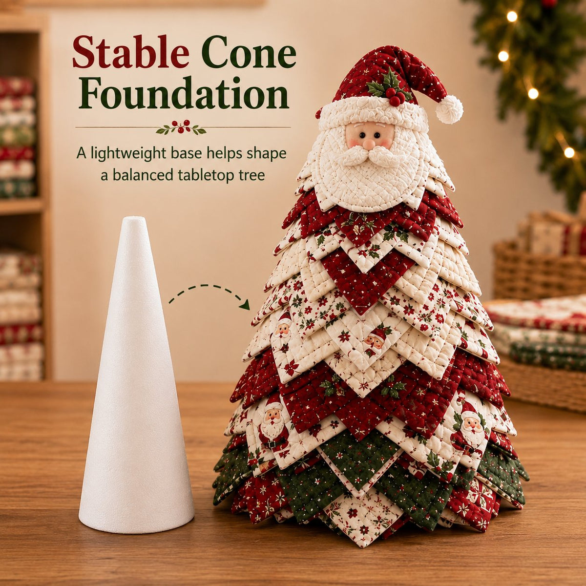 DIY Christmas Tree Decoration Kit Quilted Santa Tabletop Craft