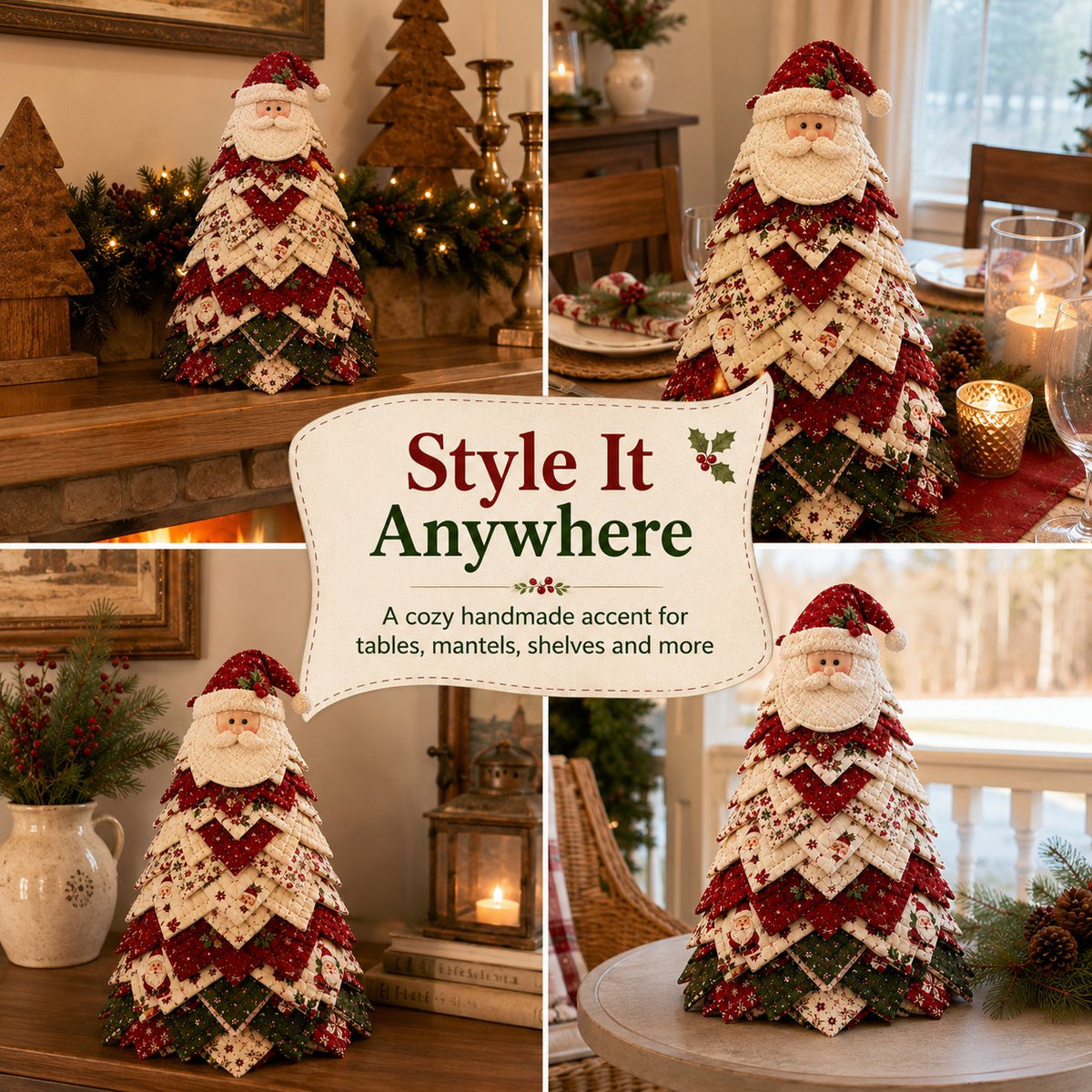 DIY Christmas Tree Decoration Kit Quilted Santa Tabletop Craft