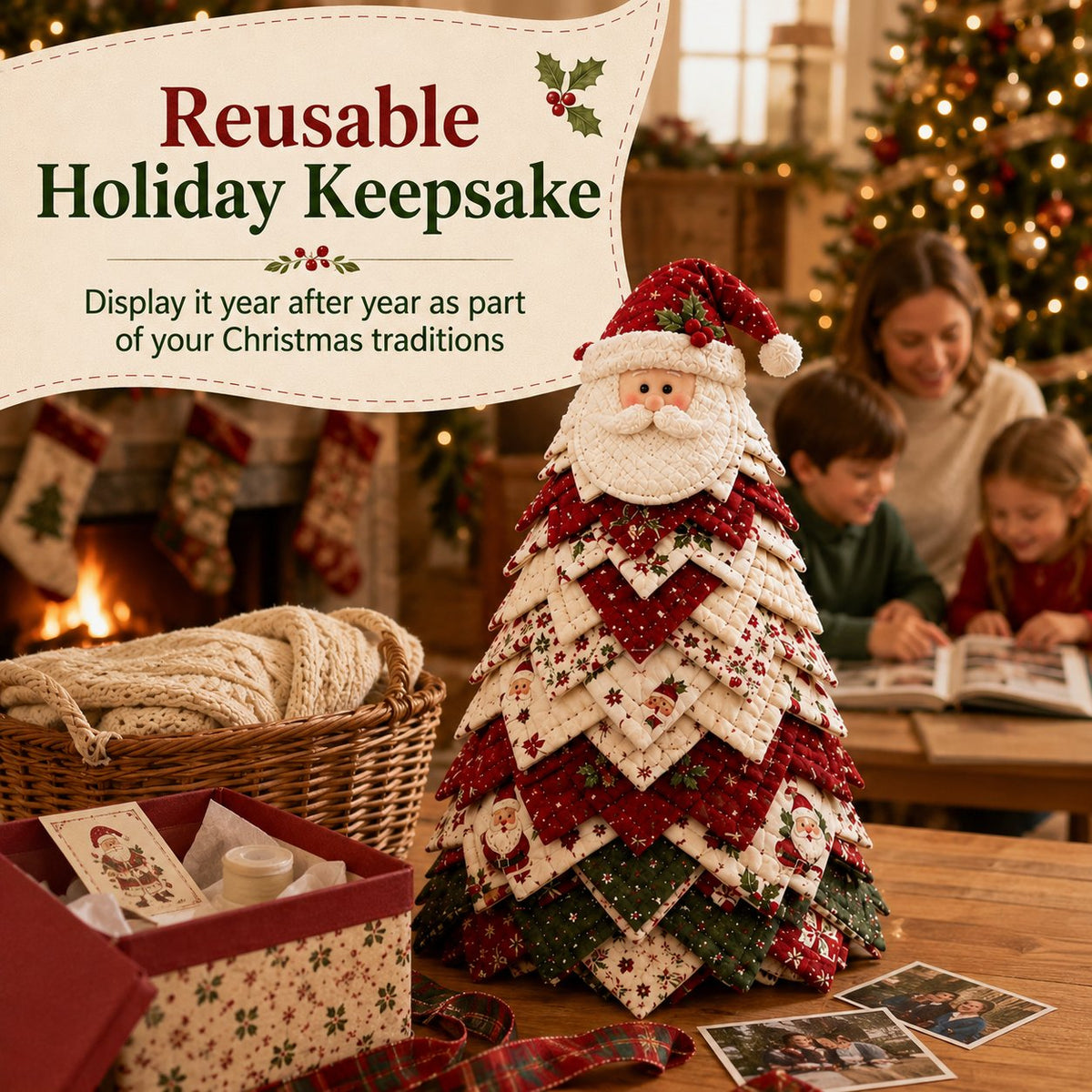 DIY Christmas Tree Decoration Kit Quilted Santa Tabletop Craft