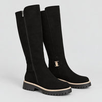 Evie | Women's Buckle Lug-Sole Knee-High Boots