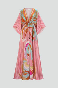 Tina | Women's Printed Batwing Sleeve Fall Maxi Dress