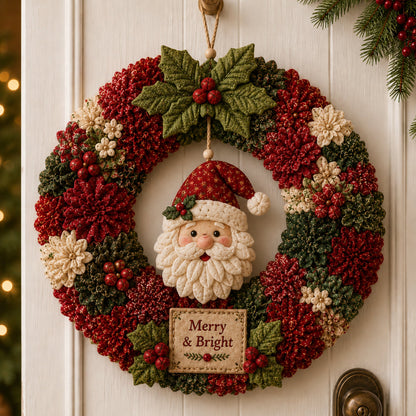 Festive Christmas Door Wreath with Dimensional Floral Design