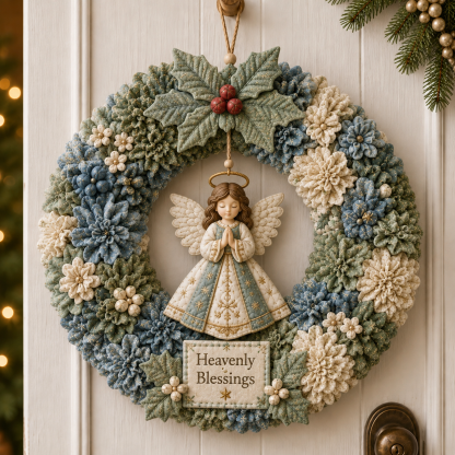 Festive Christmas Door Wreath with Dimensional Floral Design