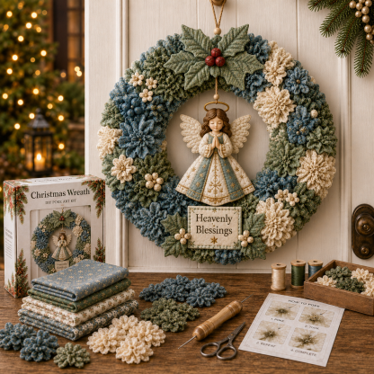 Festive Christmas Door Wreath with Dimensional Floral Design