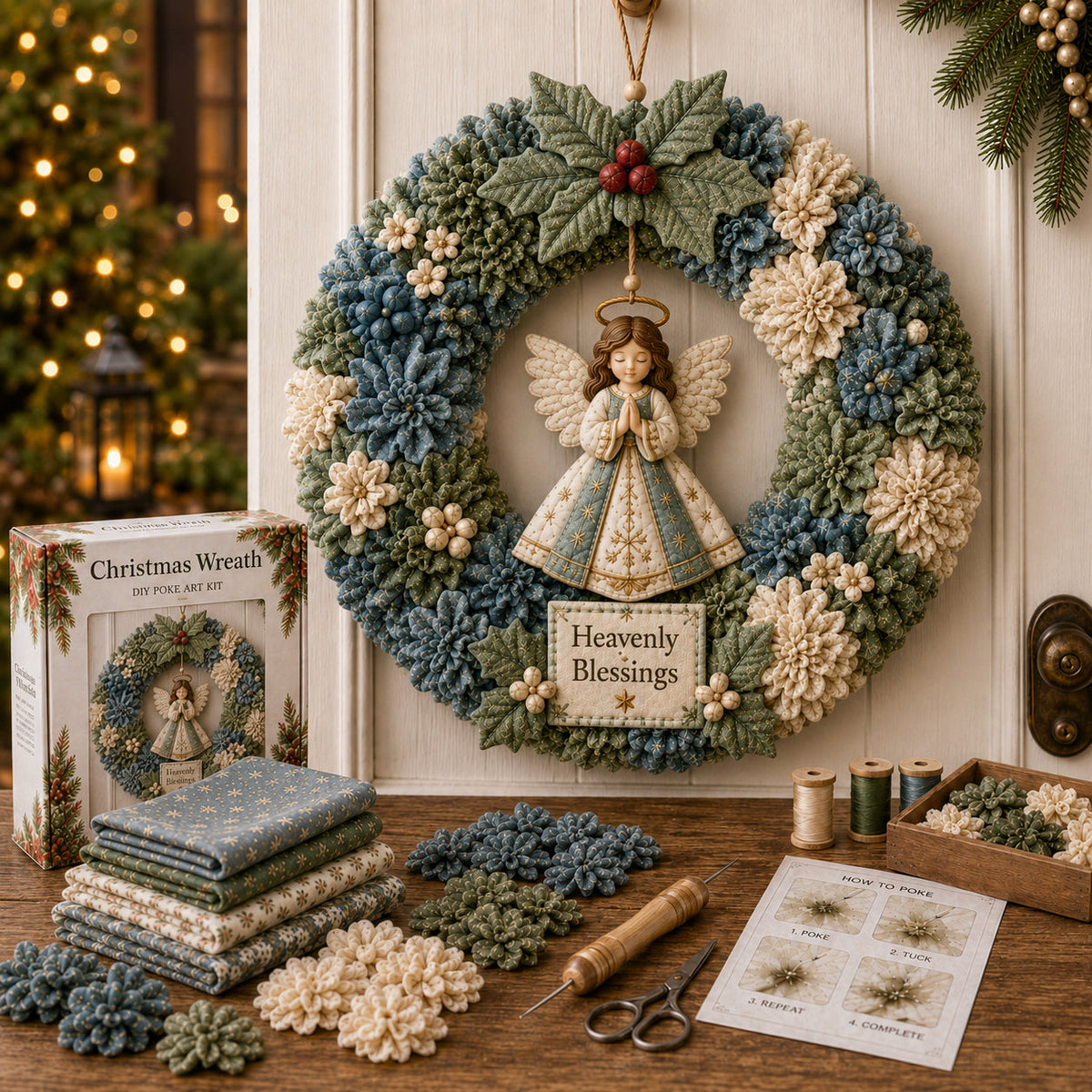 Festive Christmas Door Wreath with Dimensional Floral Design