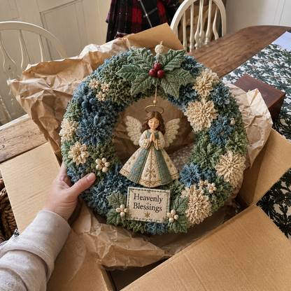 Festive Christmas Door Wreath with Dimensional Floral Design