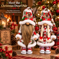 Festive Christmas Gonk Gnome Decoration Pair with Beard and Braids