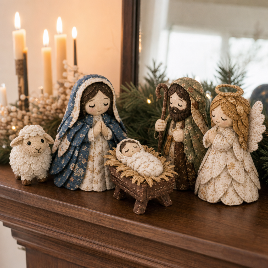 Festive Christmas Nativity Set Decoration Hand-Sewn Patchwork Craft Kit