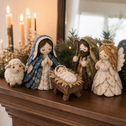 Festive Christmas Nativity Set Decoration Hand-Sewn Patchwork Craft Kit