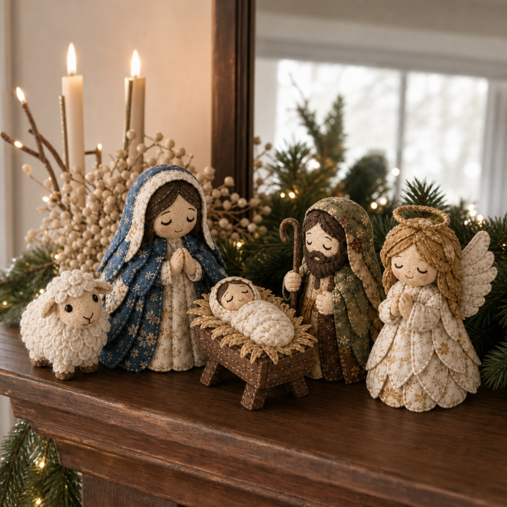 Festive Christmas Nativity Set Decoration Hand-Sewn Patchwork Craft Kit