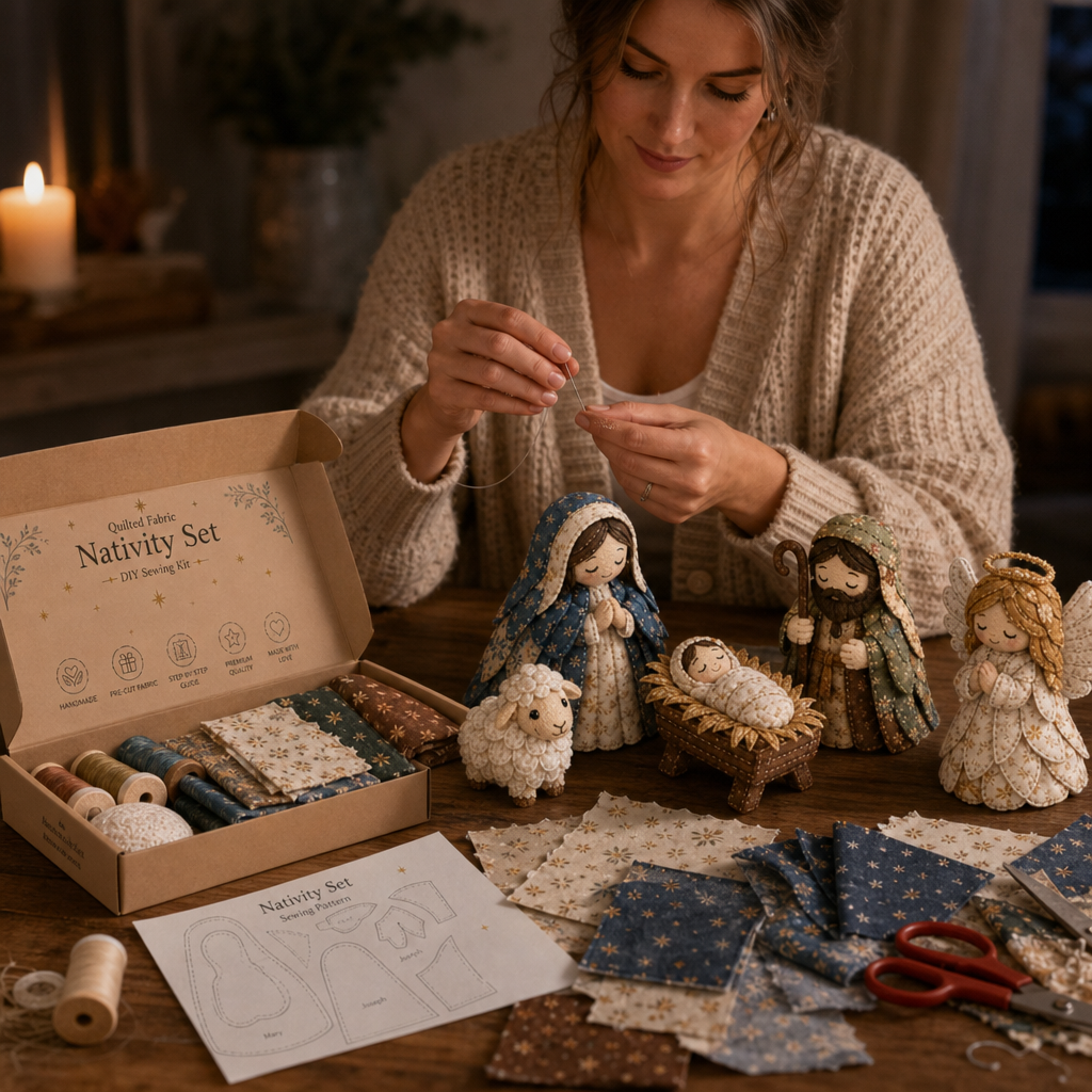 Festive Christmas Nativity Set Decoration Hand-Sewn Patchwork Craft Kit