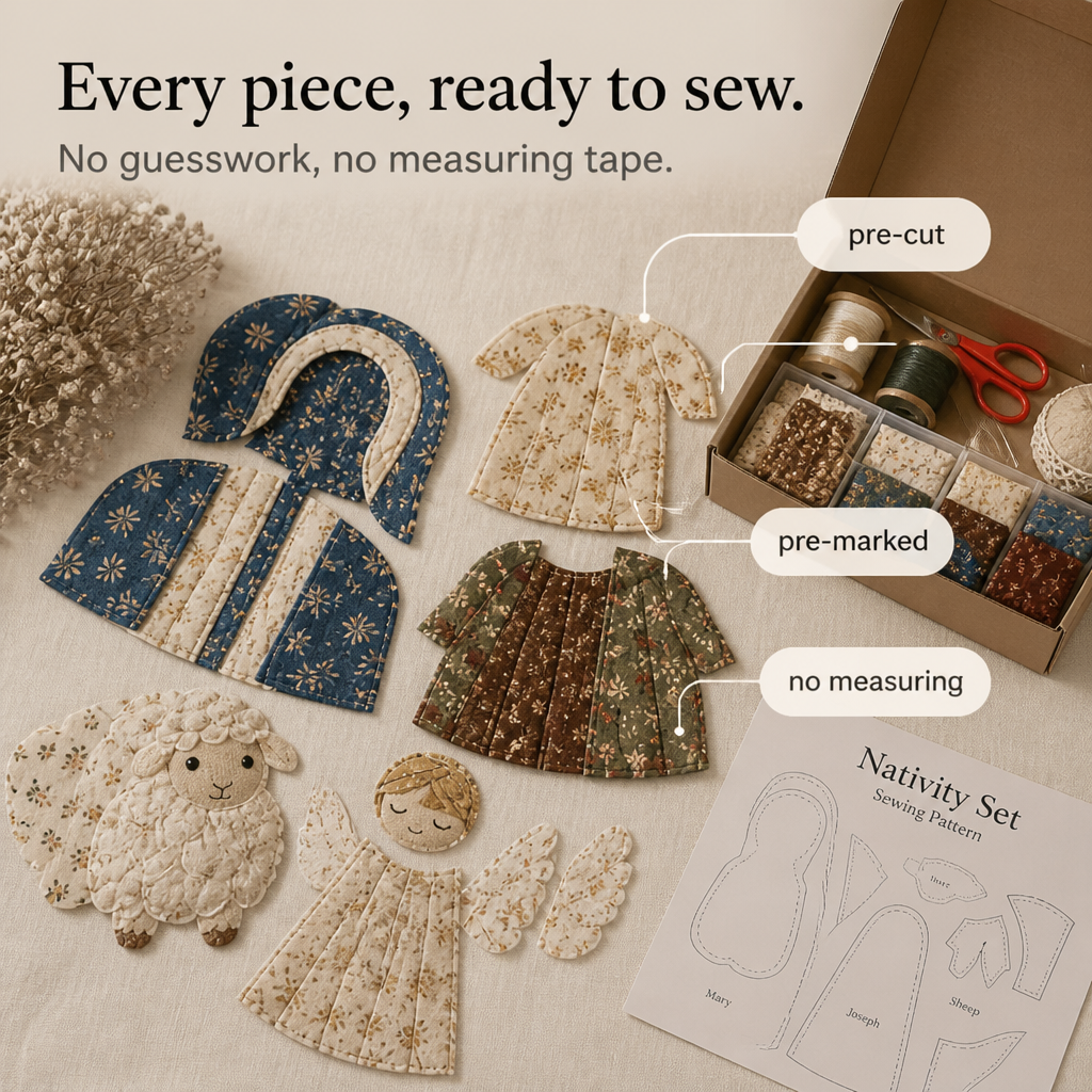 Festive Christmas Nativity Set Decoration Hand-Sewn Patchwork Craft Kit