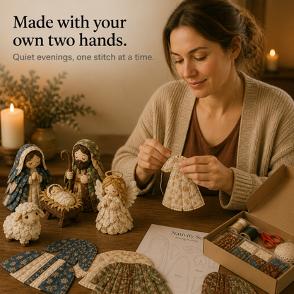 Festive Christmas Nativity Set Decoration Hand-Sewn Patchwork Craft Kit