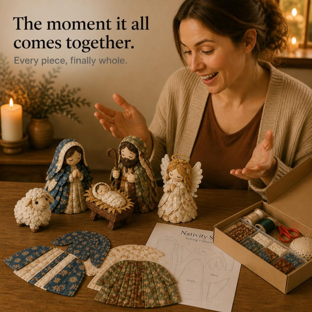 Festive Christmas Nativity Set Decoration Hand-Sewn Patchwork Craft Kit