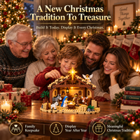 Festive Christmas Nativity Set Decoration with Illuminated Bethlehem Star