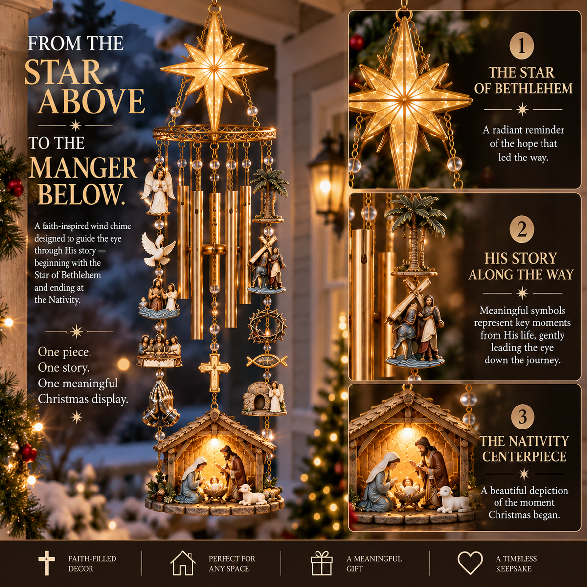 Festive Christmas Nativity Set Decoration with Radiant Star Topper