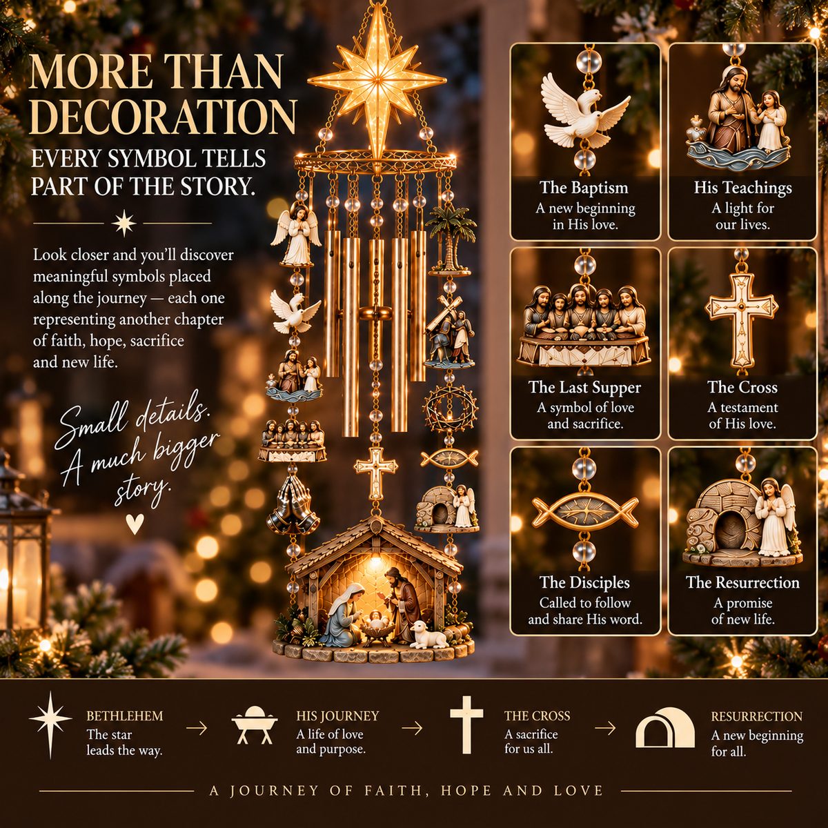 Festive Christmas Nativity Set Decoration with Radiant Star Topper
